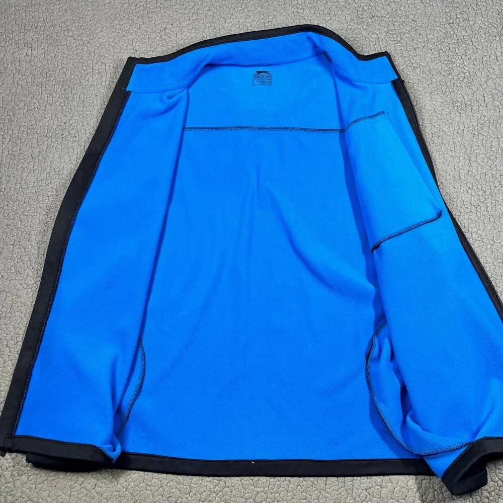 Slazenger Golf Vest Black Blue Fleece Lined Mens Full Zip Size 2XL
